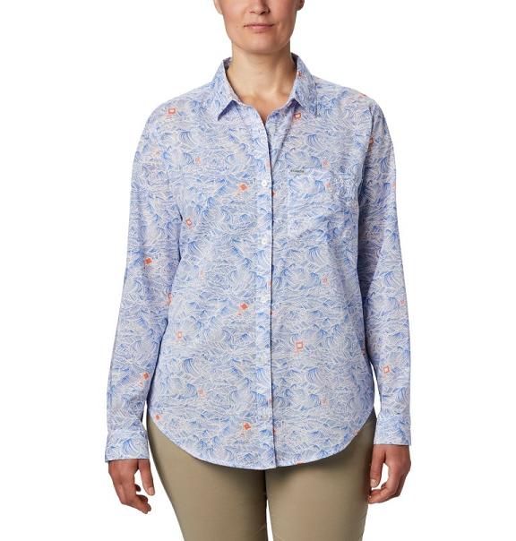 Columbia PFG Sun Drifter II Shirts Blue For Women's NZ68315 New Zealand